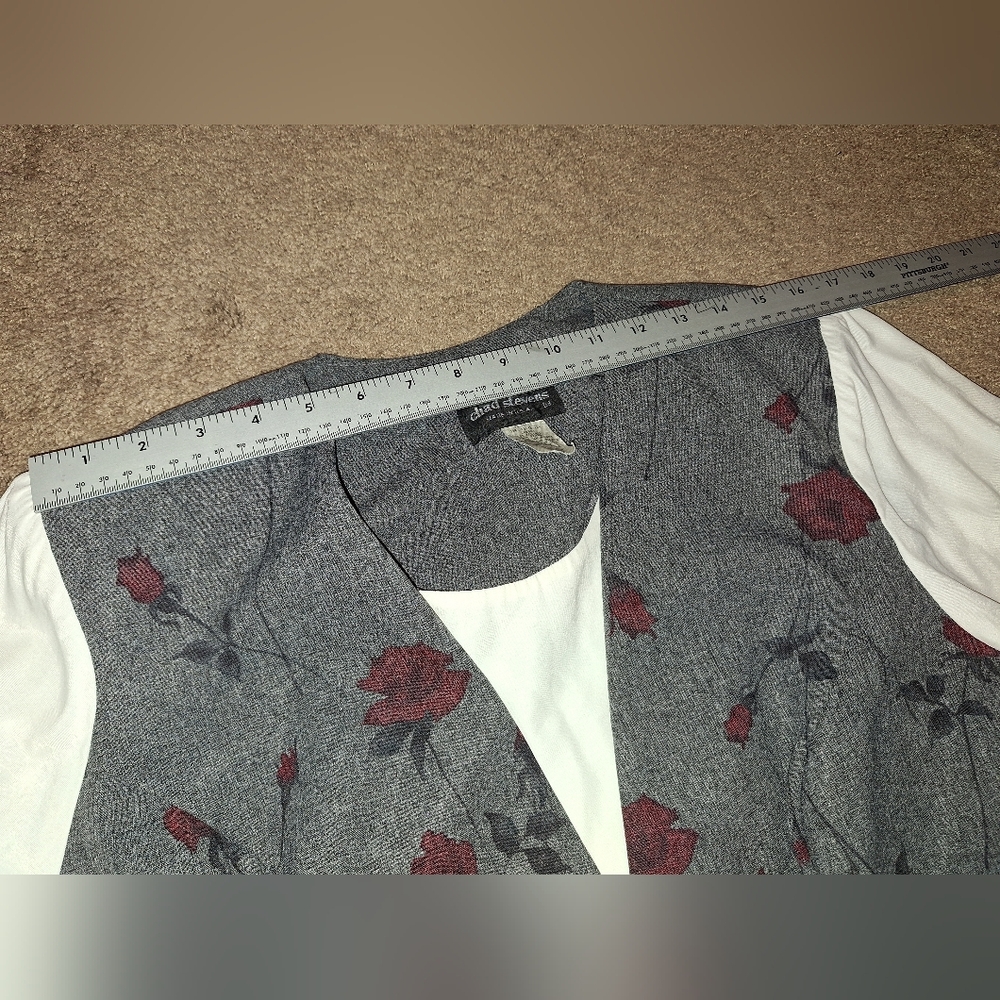 Chad Stevens 2 piece pants  suit / size 16w / gray with floral design - Picture 12 of 15